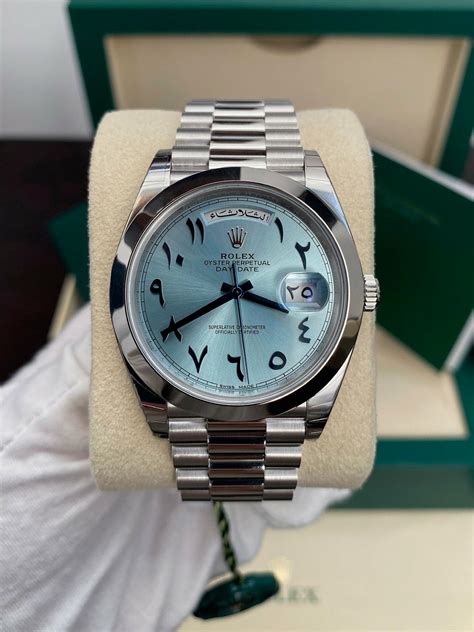 rolex day date 40 platinum arabic dial